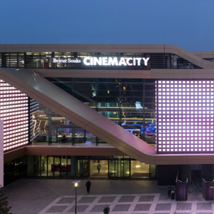 Building with cinemacity logo